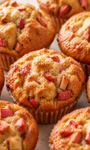 Final plated Rhubarb Greek Yogurt Muffins: Bake Perfectly Soft Treats! served as a hero shot