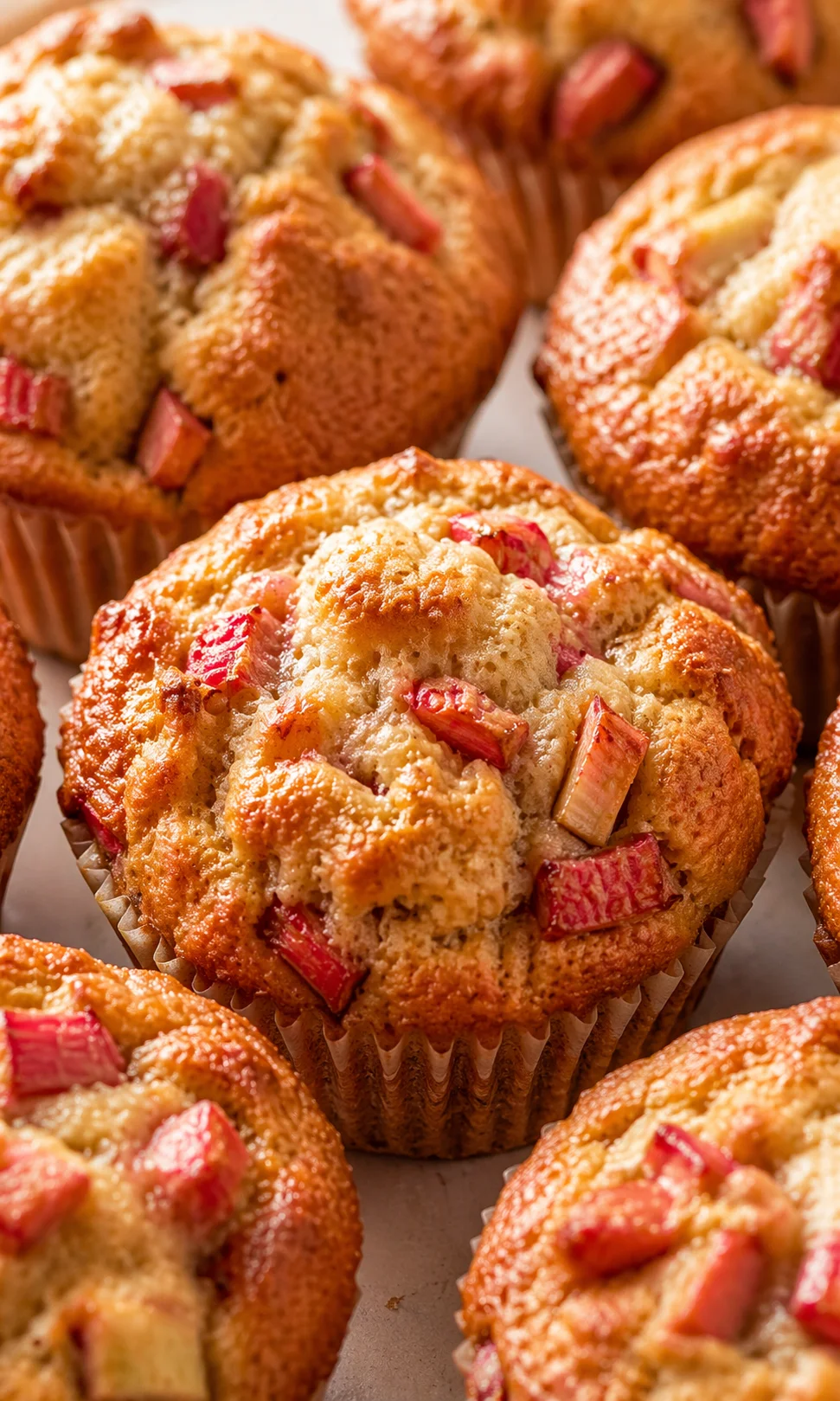 Final plated Rhubarb Greek Yogurt Muffins: Bake Perfectly Soft Treats! served as a hero shot