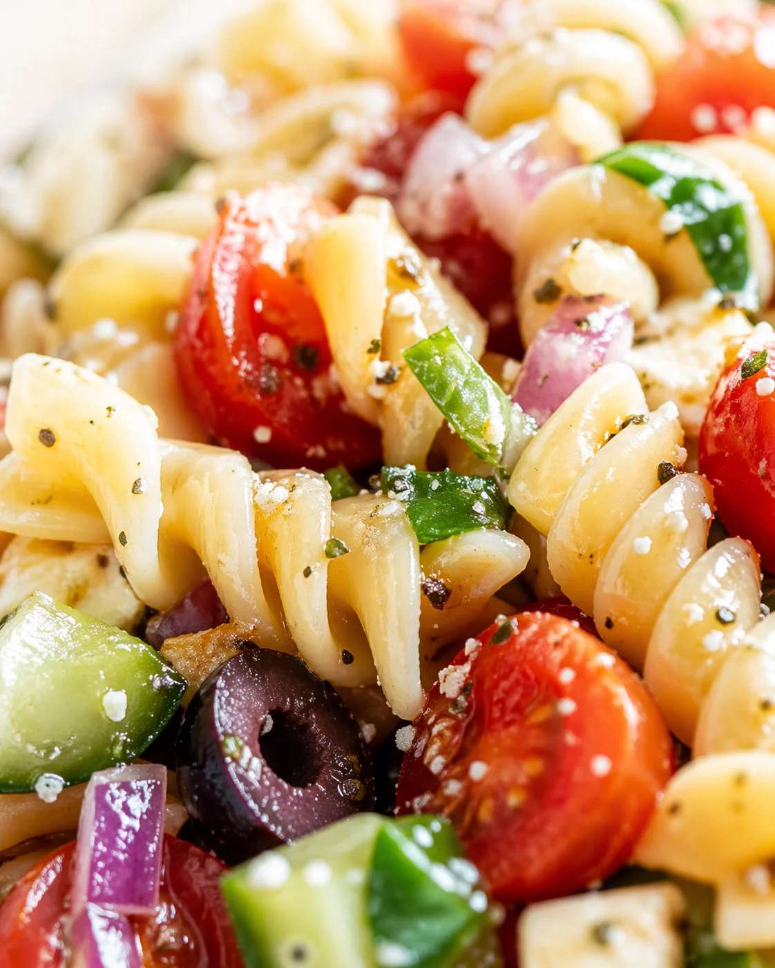 Tight detail shot of 15 Easy Pasta Salad Recipes You Can Make in 30 Minutes highlighting texture