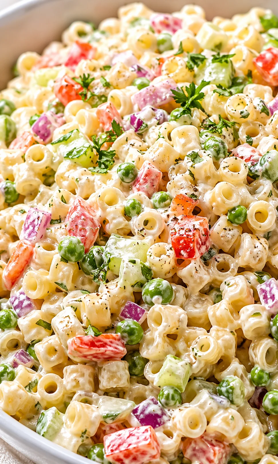 Final plated Ditalini Pasta Salad: The Ultimate 25-Minute Creamy Summer Classic served as a hero shot