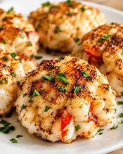 Close-up of crispy, golden-brown shrimp cakes garnished with parsley on a white plate.