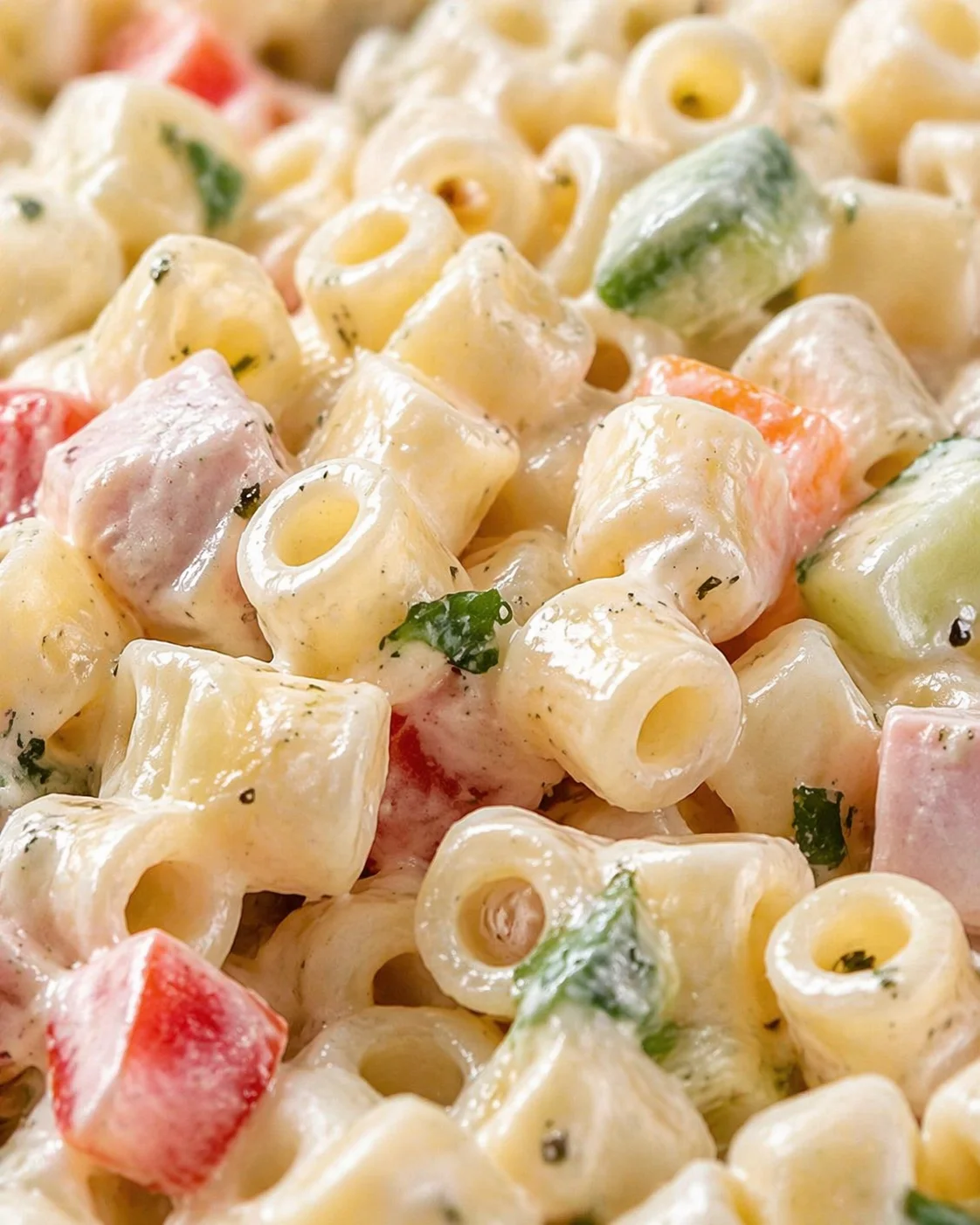 Tight detail shot of Ditalini Pasta Salad: The Ultimate 25-Minute Creamy Summer Classic highlighting texture