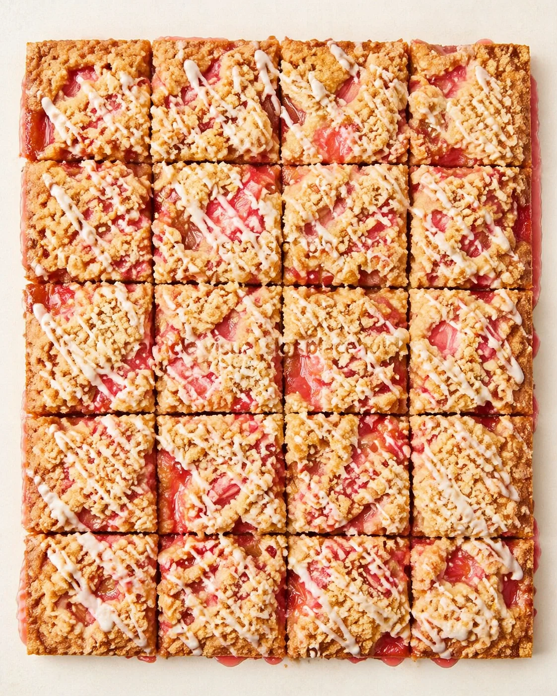 Straight-down overhead view of Easy Gluten Free Rhubarb Bars