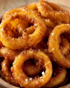 Golden crispy fried banana pepper rings served with salt, perfect appetizer shot
