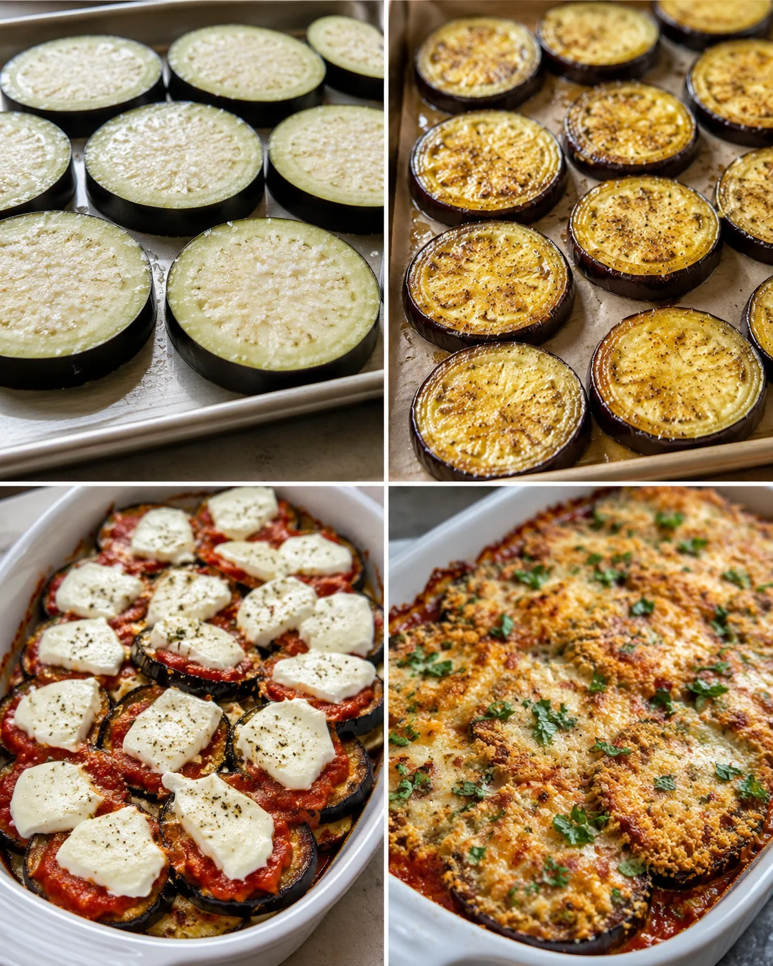 Slices of eggplant topped with cheese and baked in a flavorful Italian dish