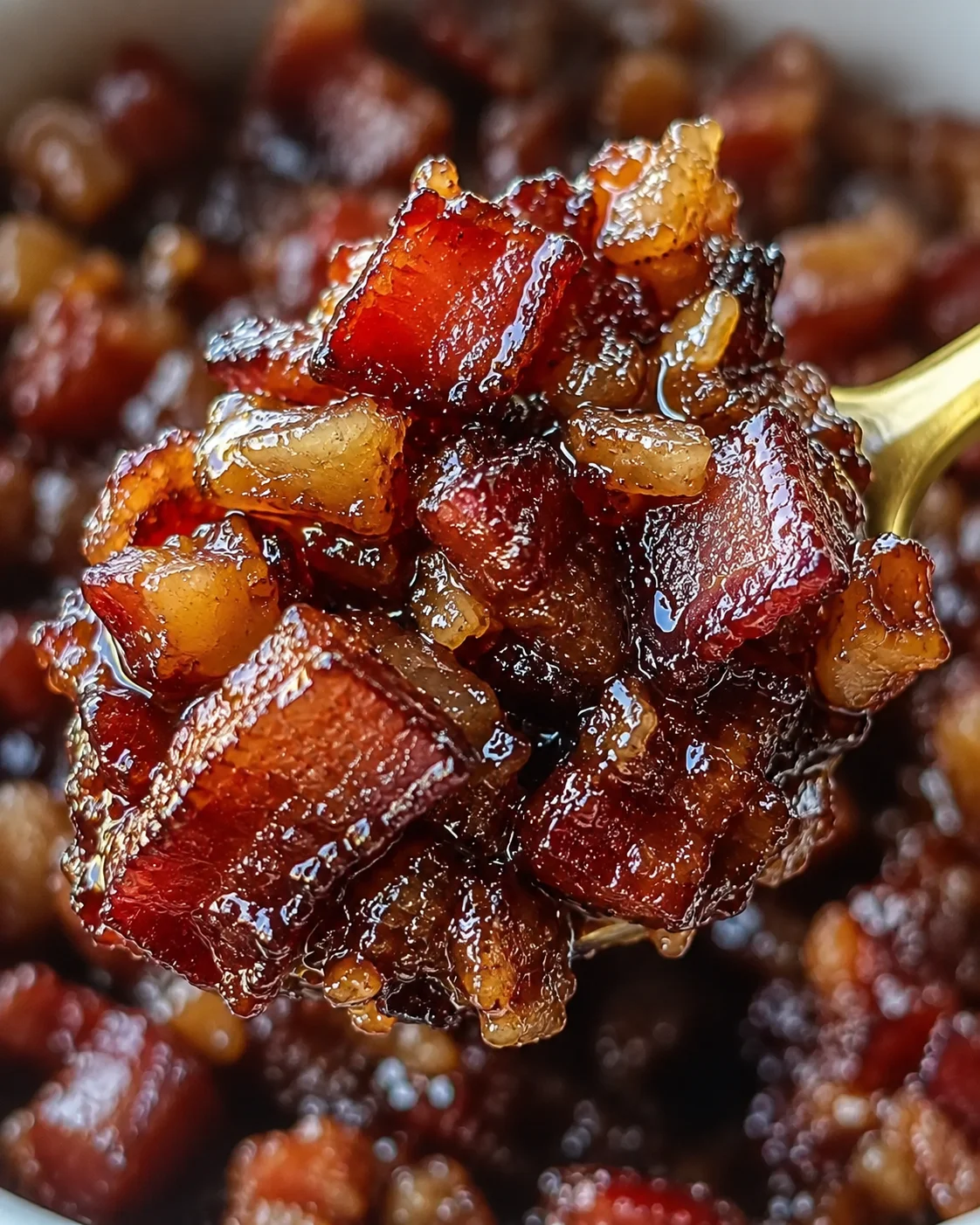 Delicious Bacon Jam Spread Close-up of savory bacon jam with caramelized onions and crispy bacon pieces