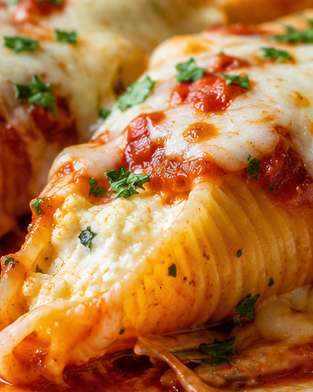 Cheesy Stuffed Shells Recipe Delicious baked stuffed shells filled with cheese and marinara sauce.