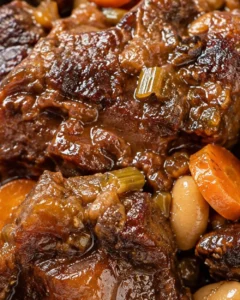 Tender, flavorful Jamaican oxtails with vegetables and rich gravy.