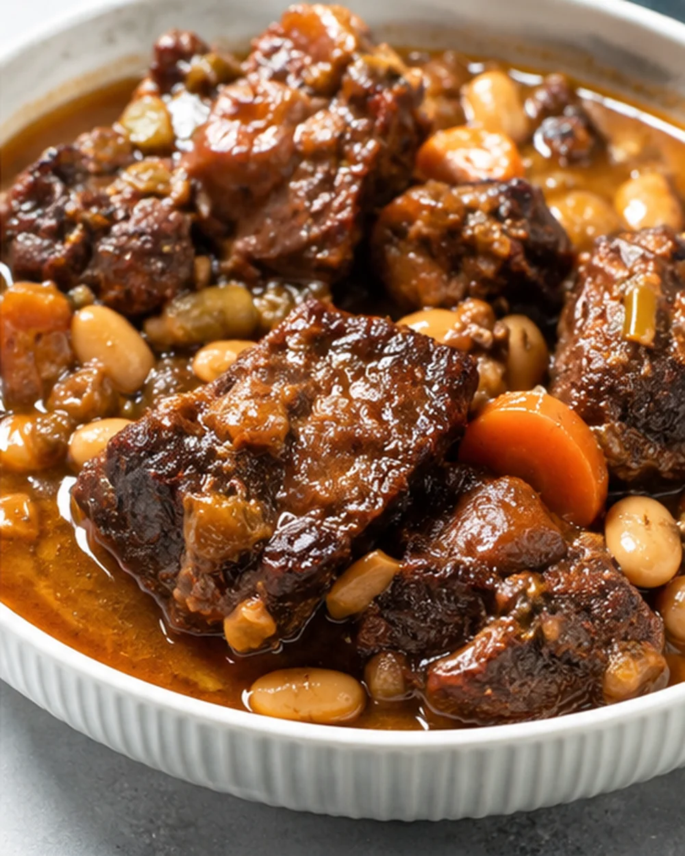 Tender, flavorful Jamaican oxtails served with butter beans in a rich sauce