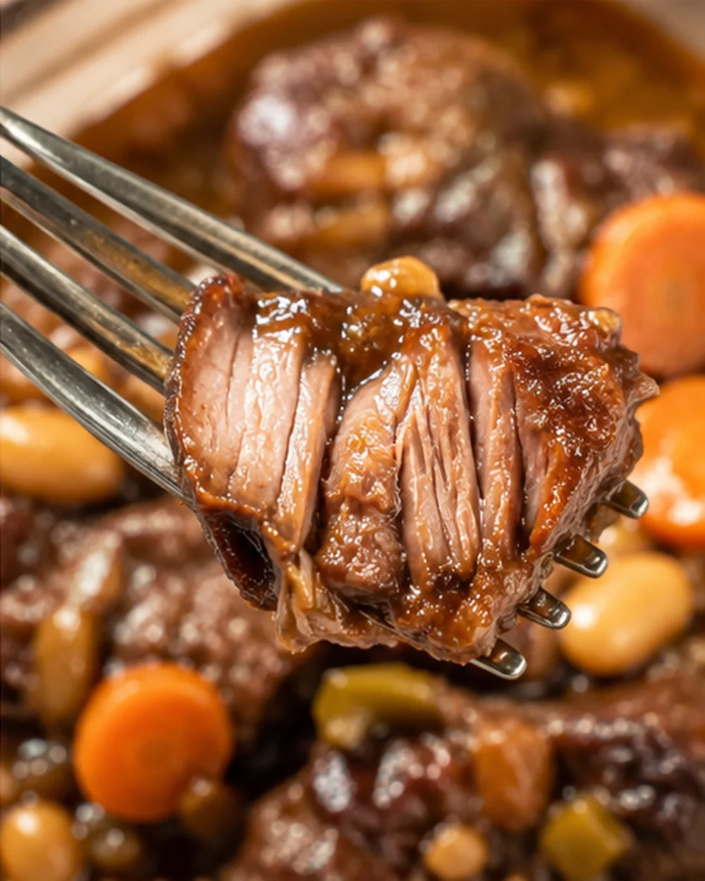 Tender, juicy oxtail meat falling off the bone with rich flavors